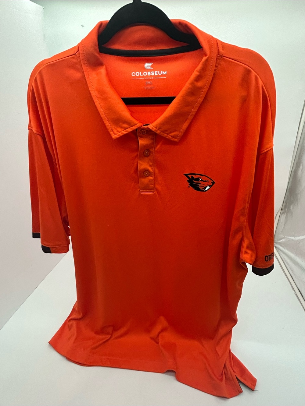 Colosseum Men's Bright Orange Polo with Oregon State Beavers Logo